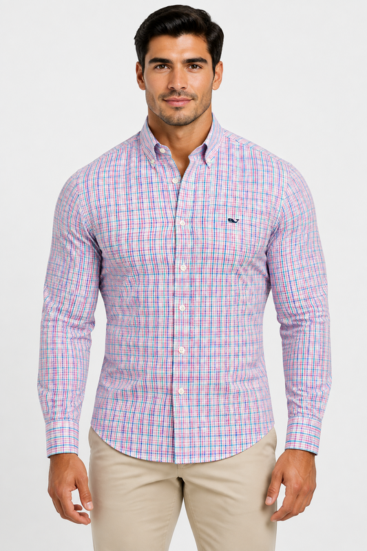 Camisa Vineyard Vines 🐳 de cuadros finos multicolor Talla L Entalle Regular