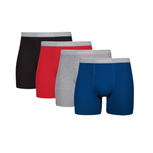 Calzoncillos tipo Boxer Hanes Comfort Flex en varios colores rojo, gris, azul y celeste - Tela ligera en Talla S