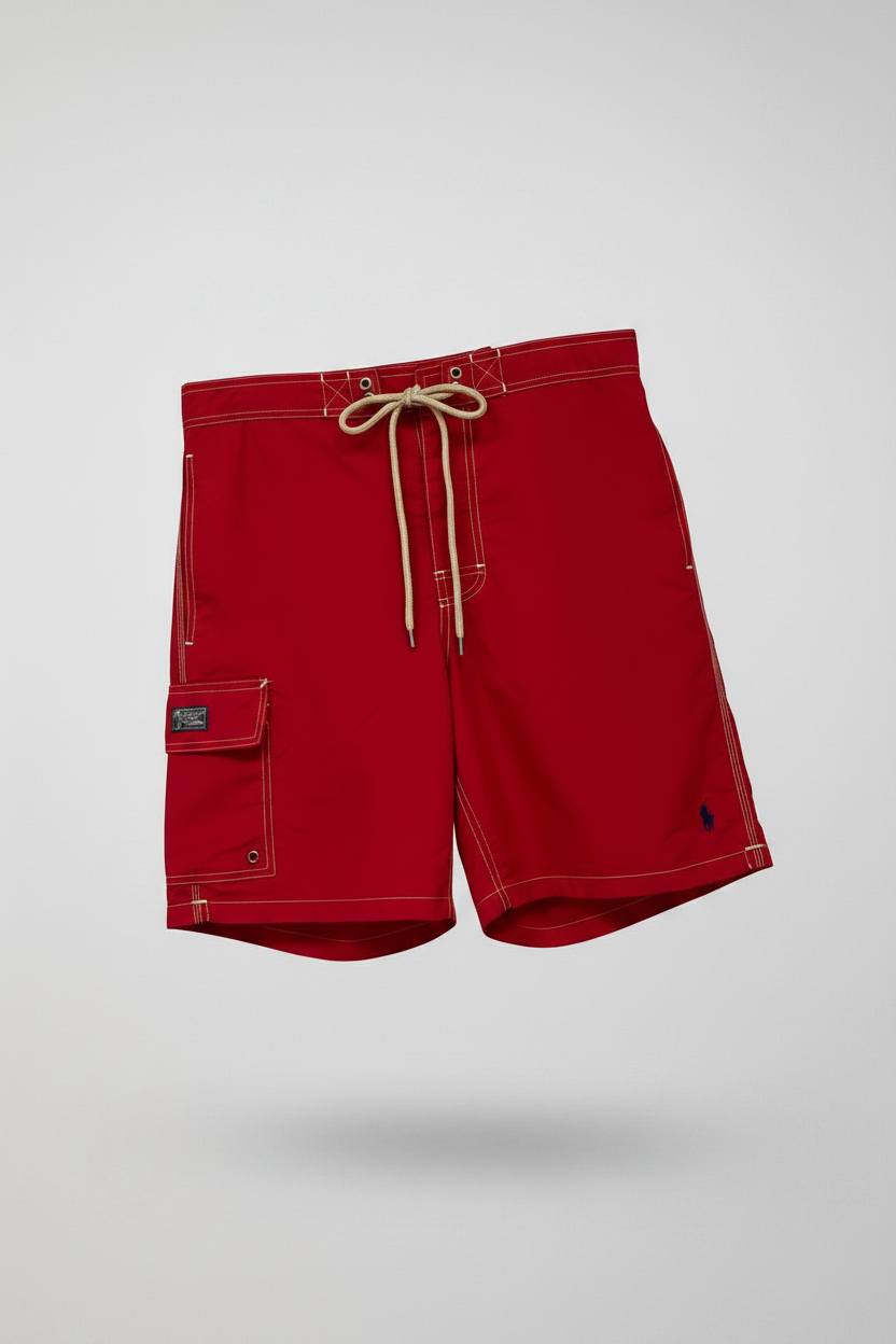 Short de baño Polo Ralph Lauren 🏇🏼 color rojo con logo en negro talla S