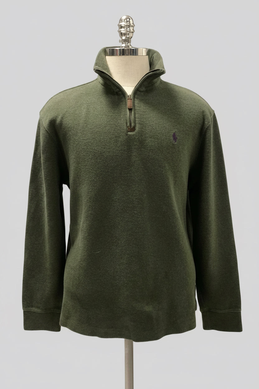 Sueter Jersey de botones Polo Ralph Lauren 🏇🏼 color verde oscuro con logo morado Talla XL