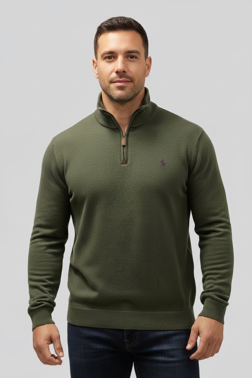 Sueter Jersey de botones Polo Ralph Lauren 🏇🏼 color verde oscuro con logo morado Talla XL
