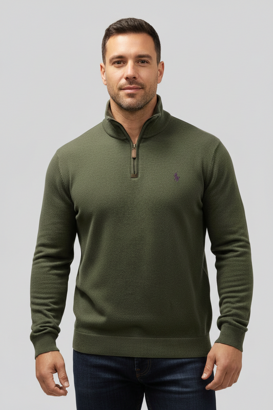 Sueter Jersey de botones Polo Ralph Lauren 🏇🏼 color verde oscuro con logo morado Talla XL