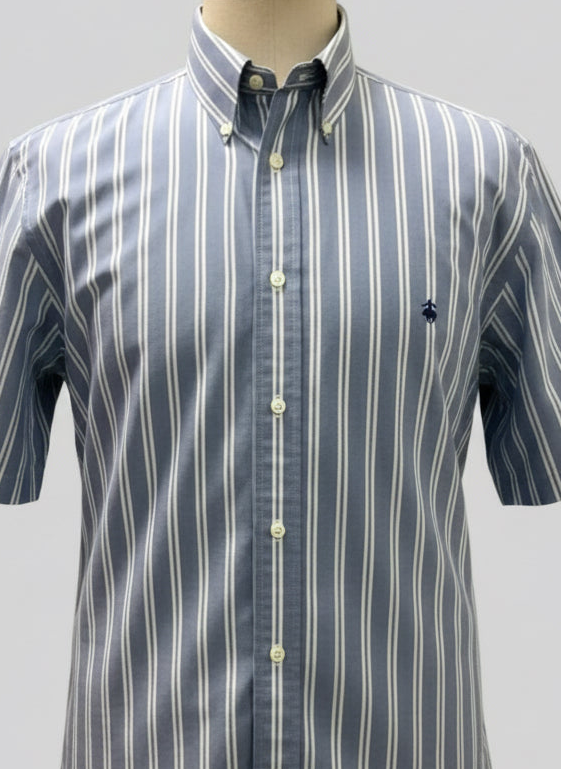 Camisa de botones Brooks Brothers 🐑 De rayas en color celeste y blanco Talla XL Entalle Slim Fit