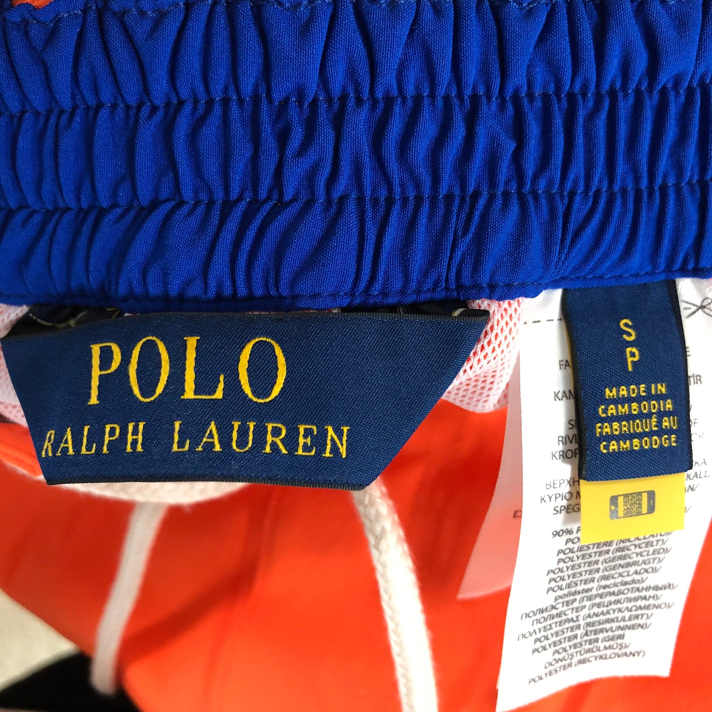 Short de baño Polo Ralph Lauren 🏇🏼 color naranja con logo en azul navy talla S