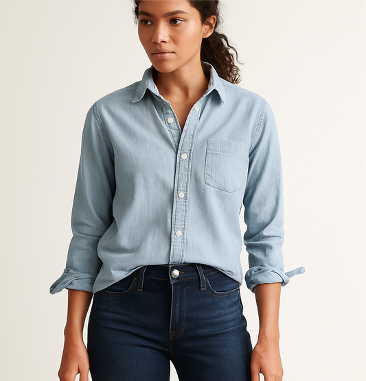 Camisa de mujer Polo Ralph Lauren 🏇🏼 De jeans en color celeste Talla S Entalle Regular