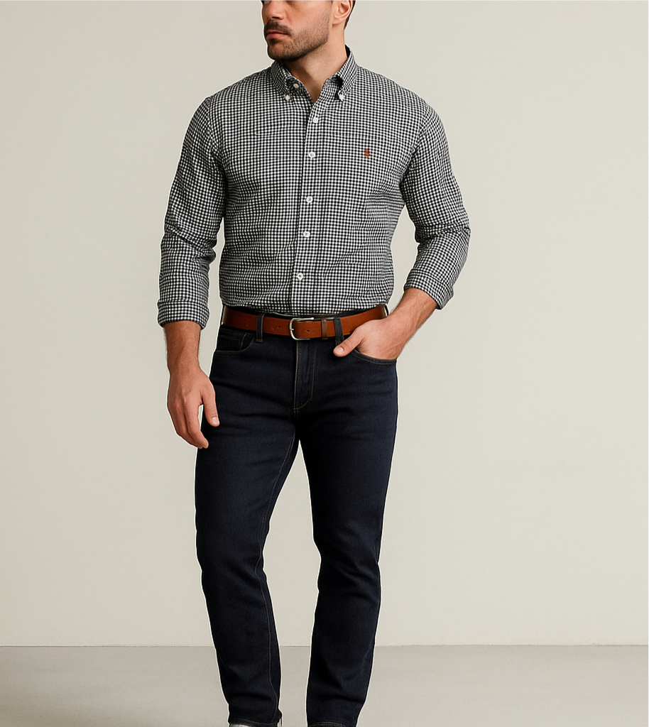 Camisa Polo Ralph Lauren 🏇🏼 de cuadros gingham negro y blanco Talla L Entalle Regular (ver descripción)