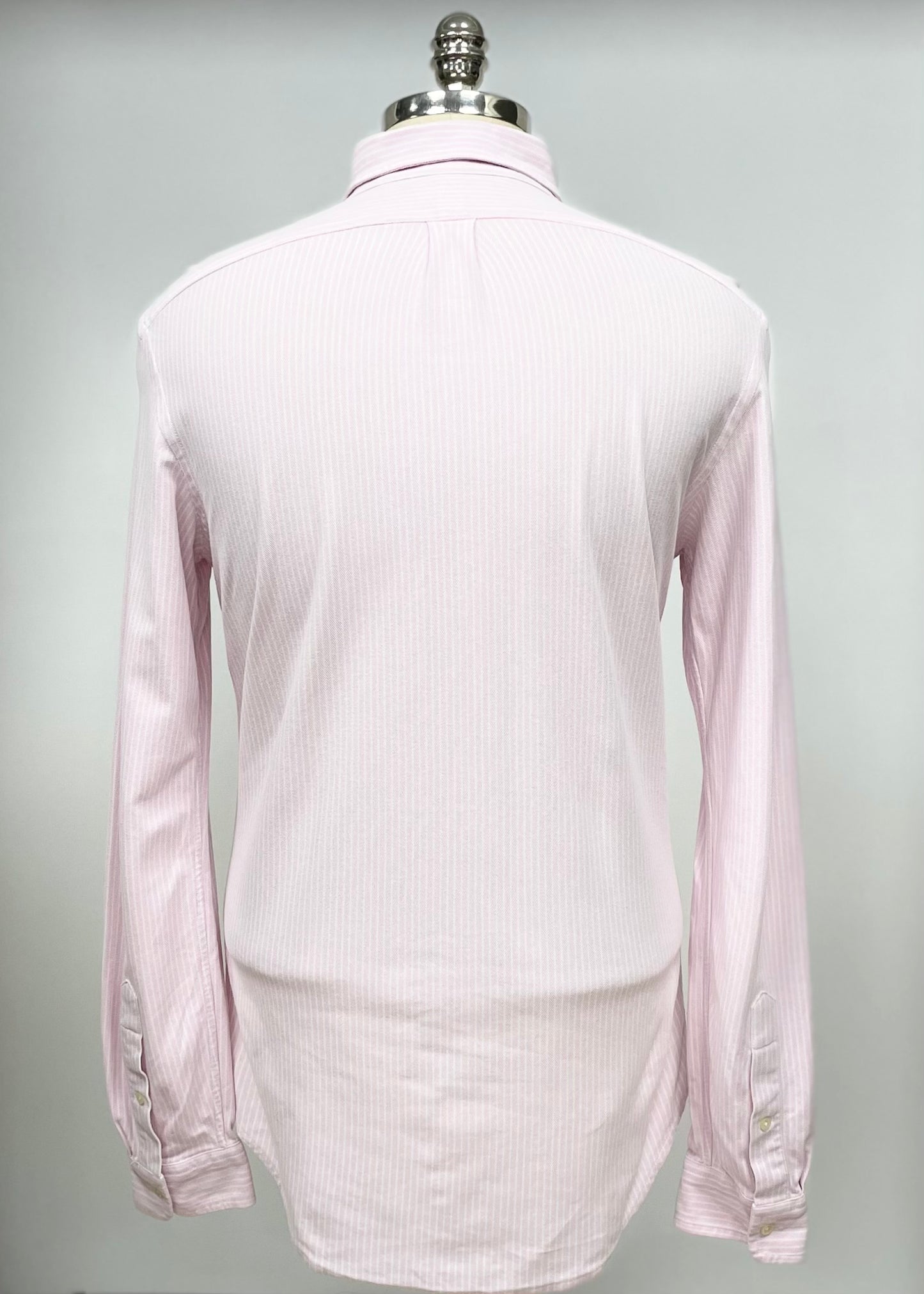 Camisa Polo Ralph Lauren 🏇🏼 Tela camiseta (Knit Oxford) con patrón de rayas en color rosado y blanco Talla L Entalle Slim Fit