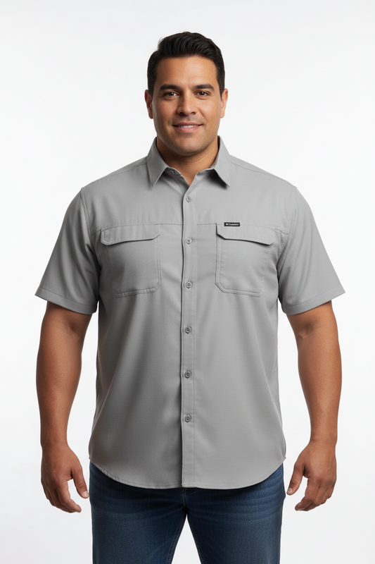 Camisa Columbia 🔹color gris claro con Omni Shade Manga corta Talla XXL