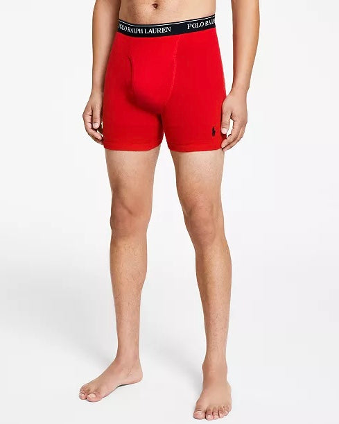 Paquete de 3 Boxer Briefs Polo Ralph Lauren 🏇🏼 Classic Fit Tela algodón stretch color rojo, negro y gris Talla M y L