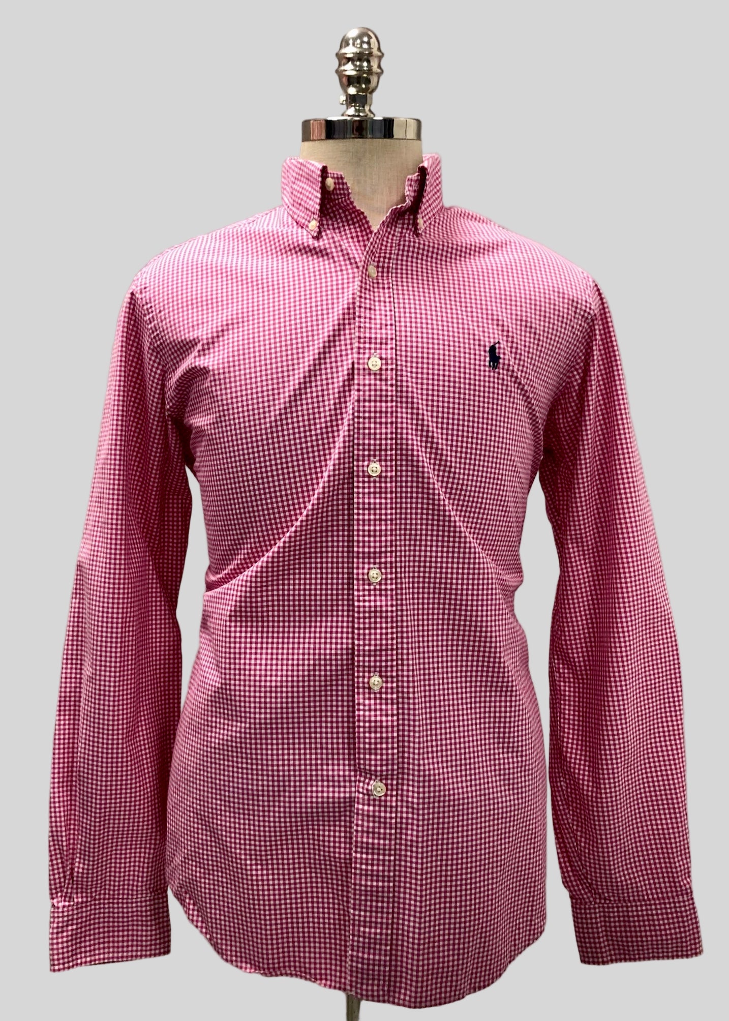 Camisa de botones Polo Ralph Lauren 🏇🏼 de cuadros gingham rosado intenso y blanco Talla L Entalle Regular