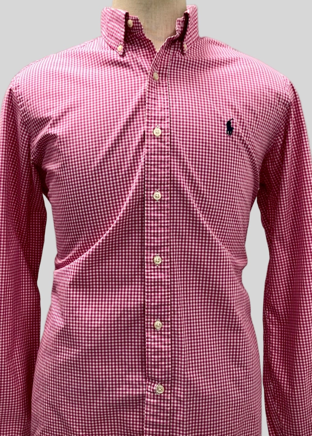 Camisa de botones Polo Ralph Lauren 🏇🏼 de cuadros gingham rosado intenso y blanco Talla L Entalle Regular