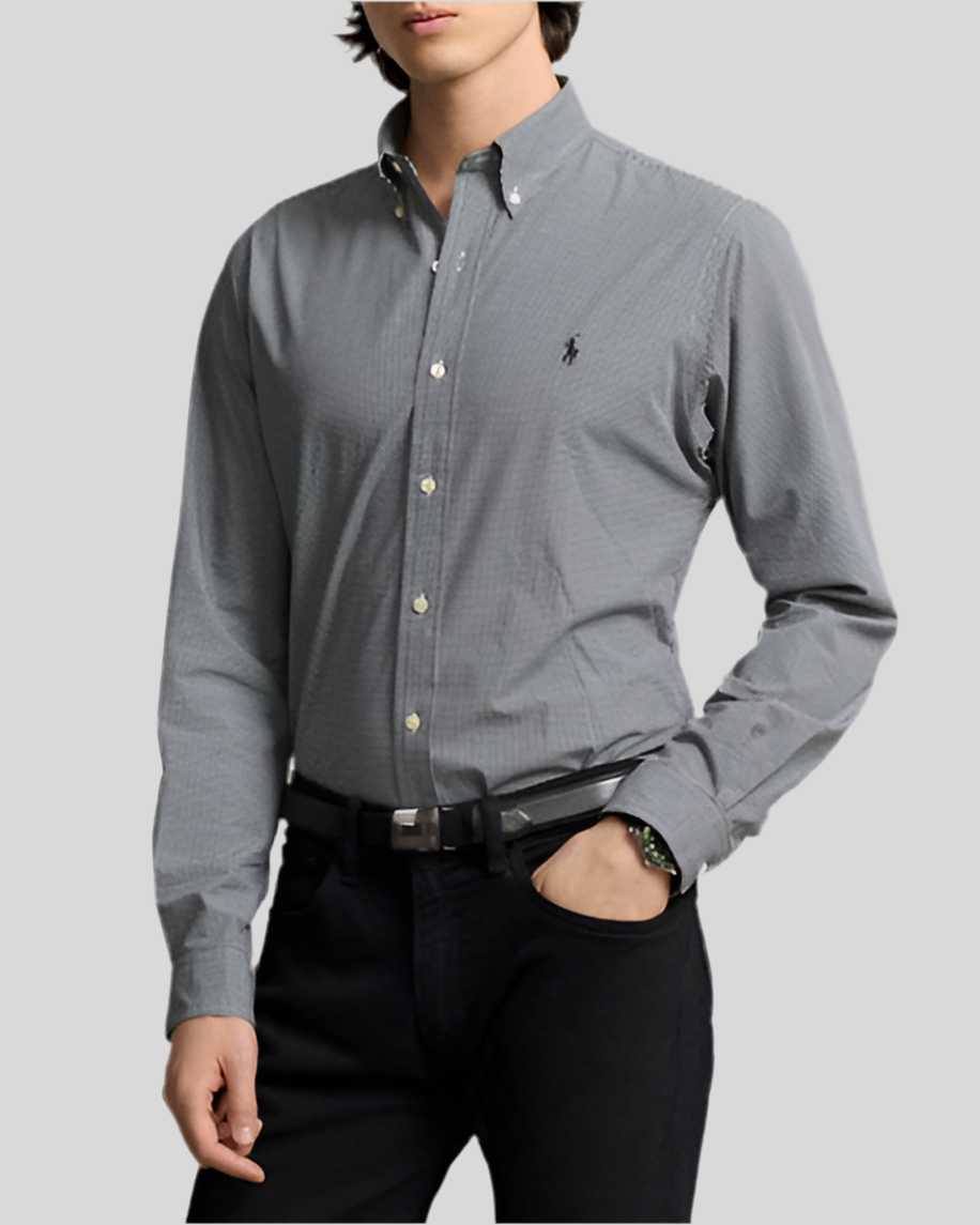 Camisa Polo Ralph Lauren 🏇🏼 con patron de cuadros negro y blanco Talla L Entalle Regular