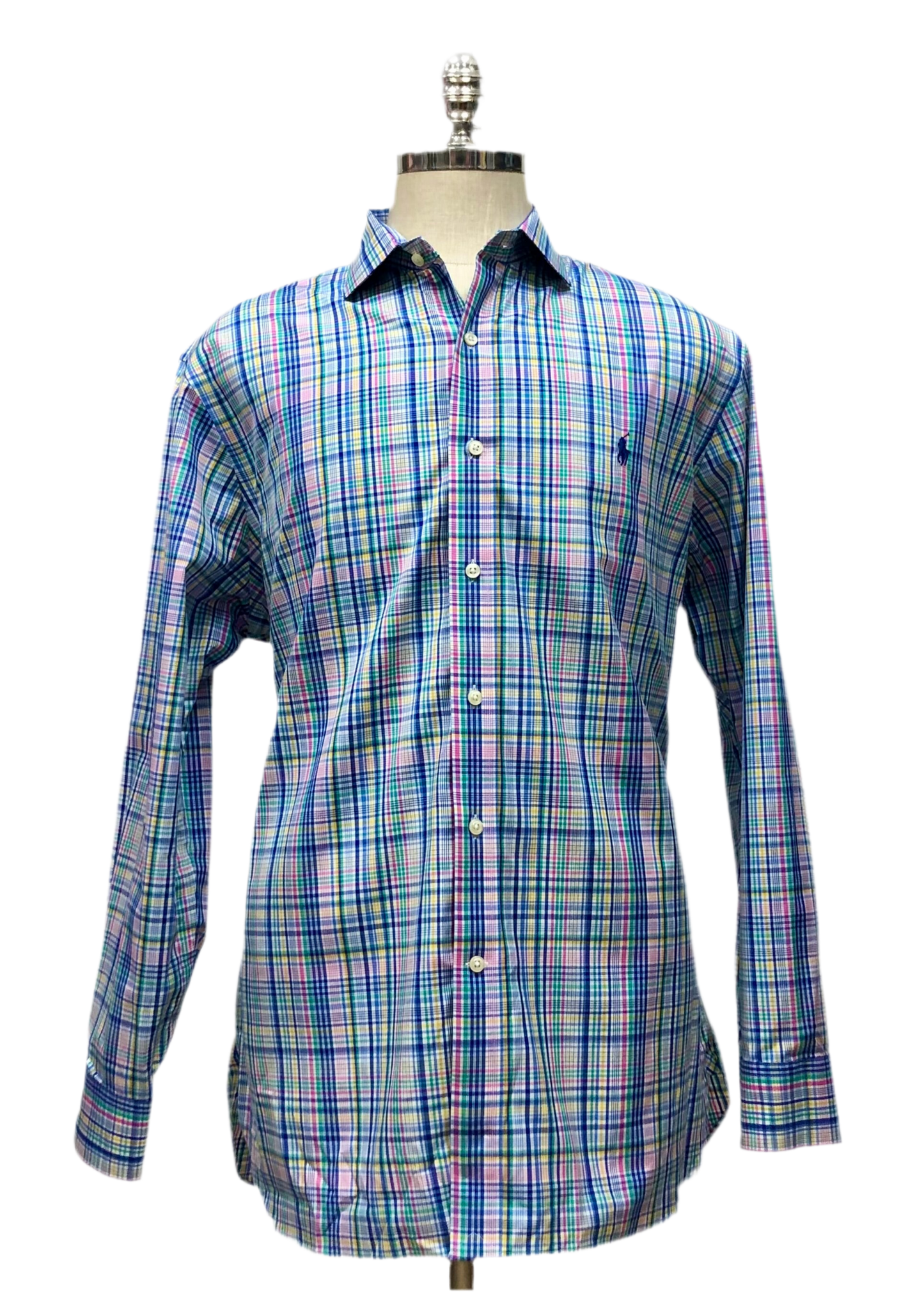Camisa Polo Ralph Lauren 🏇🏼 con patron de cuadros tartan multicolor Talla XL Entalle Slim Fit