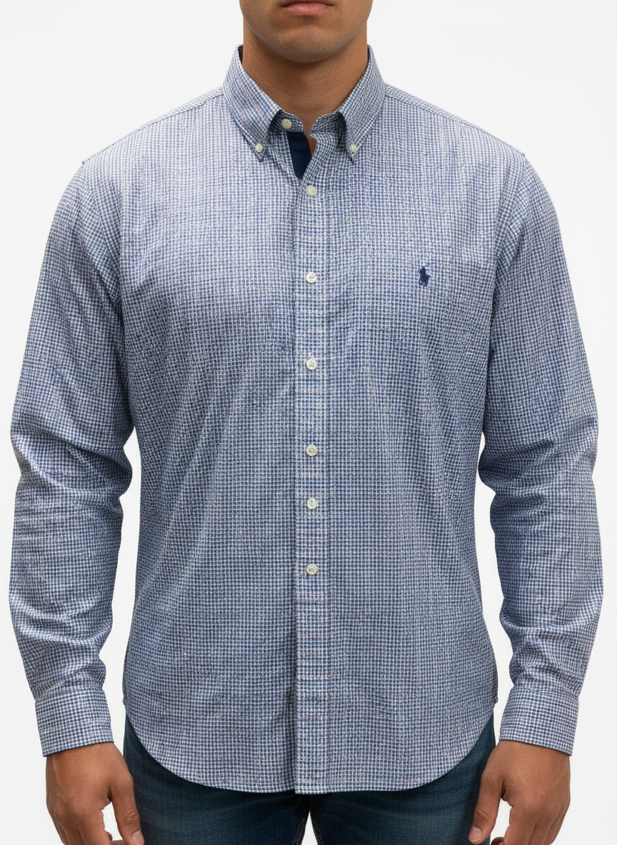 Camisa Polo Ralph Lauren 🏇🏼 color blanco con patron de cuadros rosado, verde y celeste Talla XXL Entalle Regular