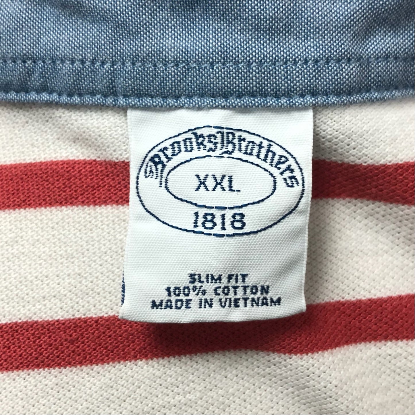 Camiseta Polo Brooks Brothers 🐑 con patrón de rayas en color rojo y blanco Talla XXL Entalle Slim Fit