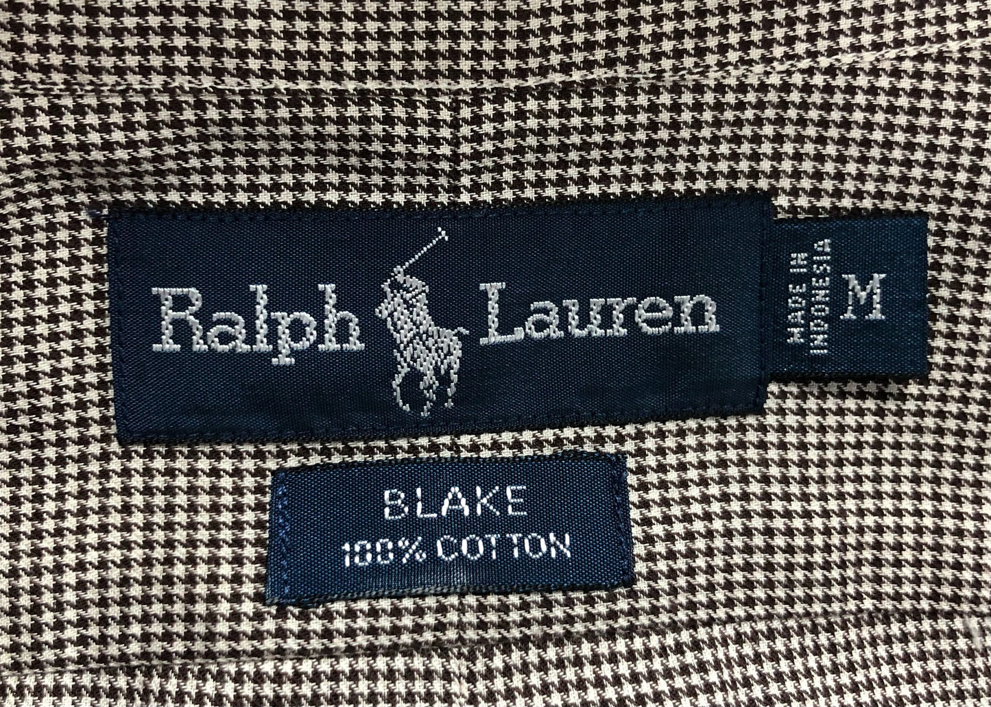 Camisa de botones Polo Ralph Lauren 🏇🏼 con patron de cuadros finos marrón y blanco Talla L Entalle Regular