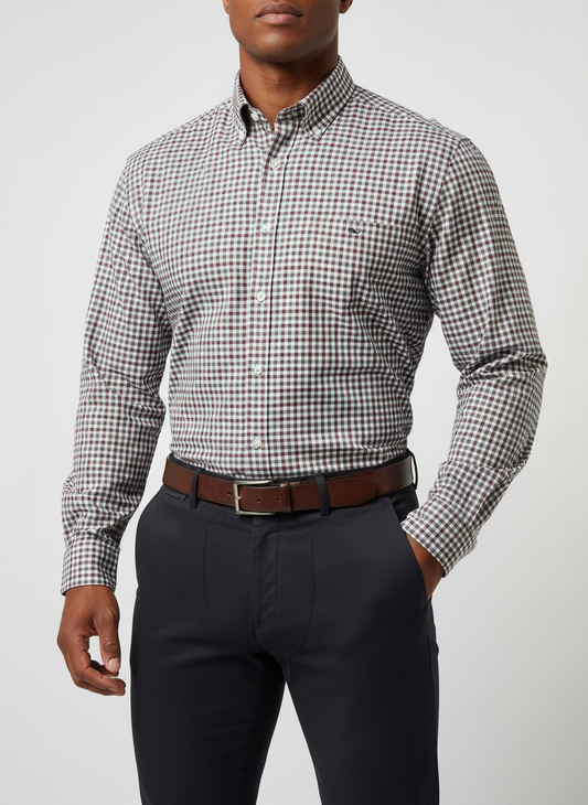 Camisa de botones Vineyard Vines 🐳 de cuadros en color verde oscuro, rojo oscuro y blanco Talla XL Entalle Slim Fit