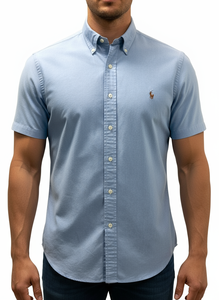 Camisa de botones Polo Ralph Lauren 🏇🏼 Oxford en color celeste Talla XL Entalle Clásico