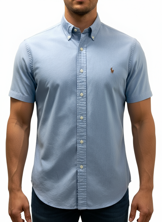 Camisa de botones Polo Ralph Lauren 🏇🏼 Oxford en color celeste Talla XL Entalle Clásico