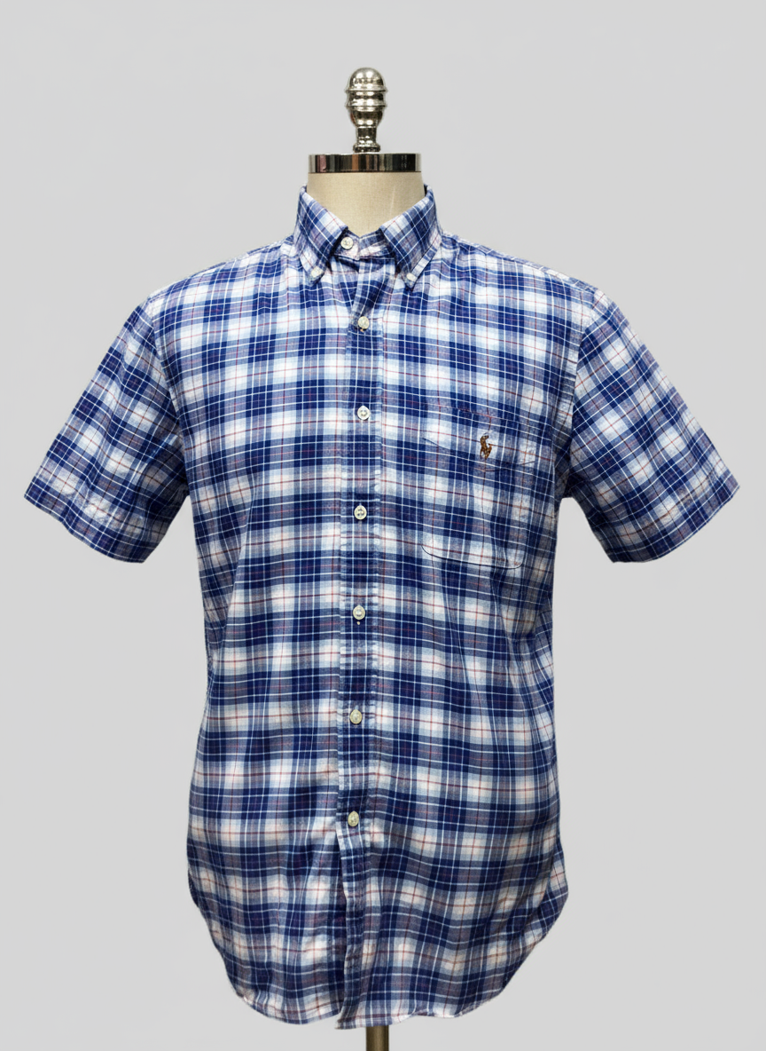 Camisa Polo Ralph Lauren 🏇🏼 Oxford con patron de cuadros en color azul, rojo y blanco Talla L Entalle Regular