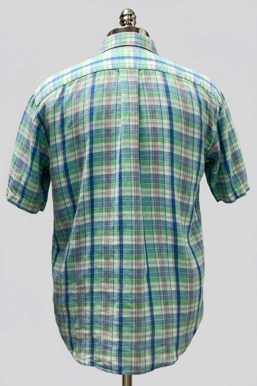 Camisa de botones Vineyard Vines 🐳 De Lino color blanco de cuadros en azul y verde Talla L Entalle Regular