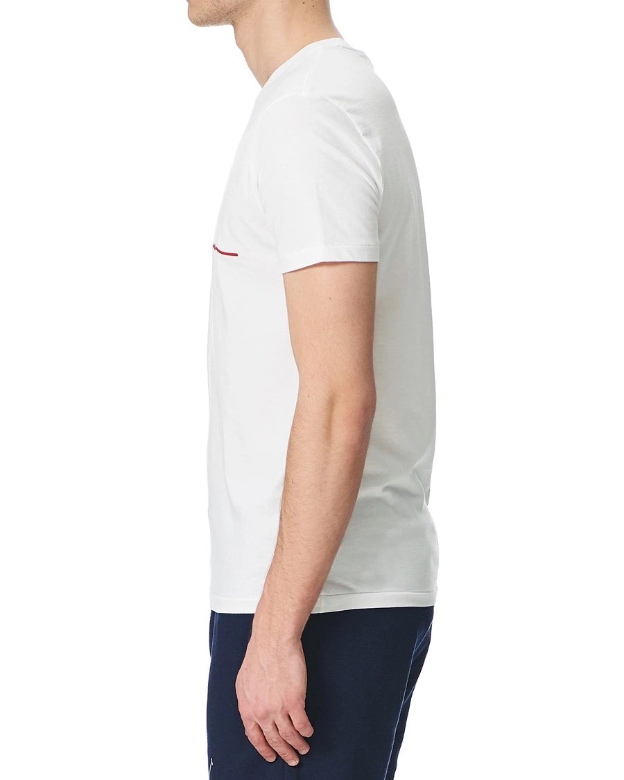 Camiseta cuello redondo Polo Ralph Lauren 🏇🏼 color blanco con diseño de logo en azul y rojo Talla Medium Entalle Clásico