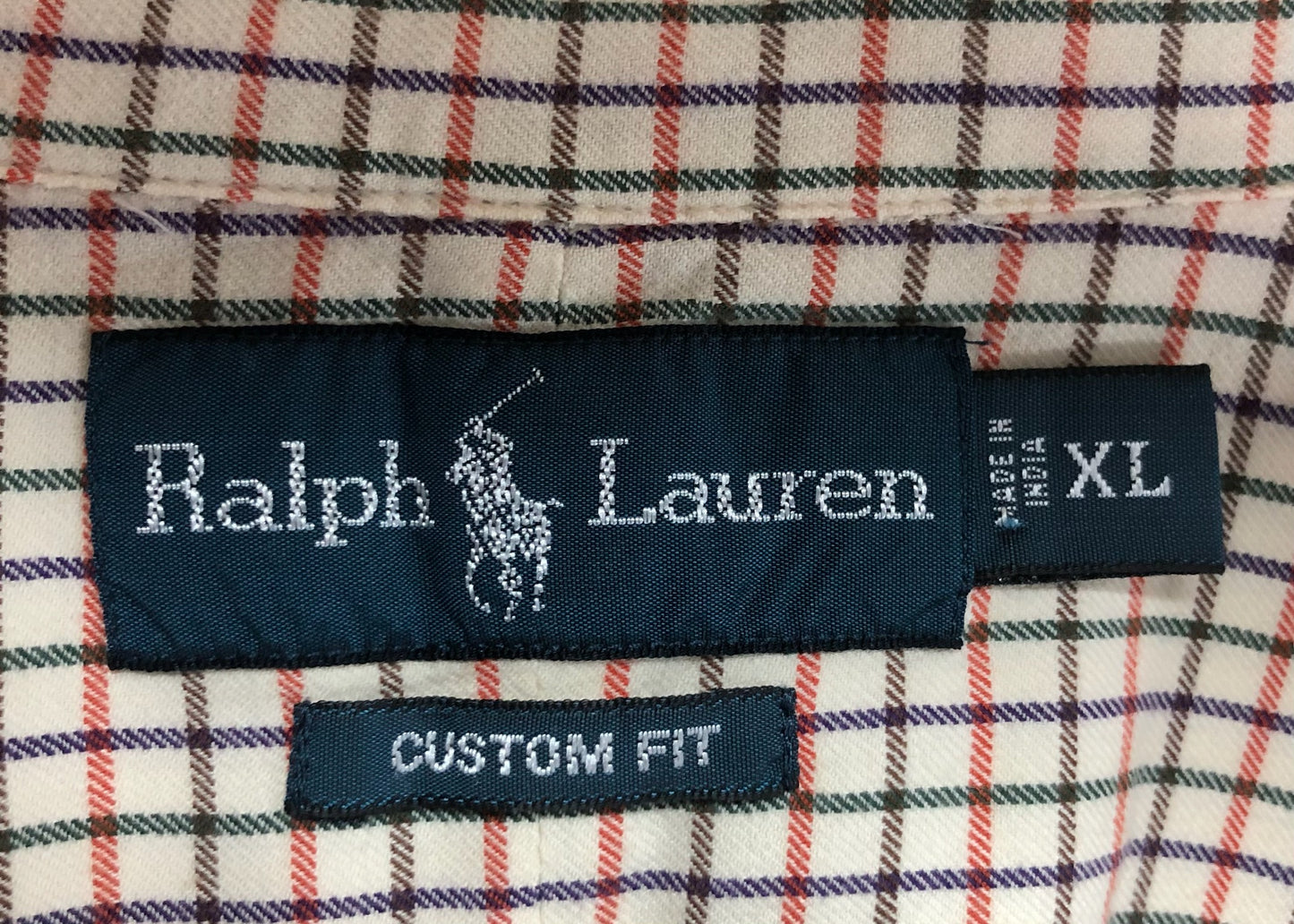 Camisa de botones Polo Ralph Lauren 🏇🏼 color crema de cuadros rojo y negro Talla XL Entalle Custom Fit