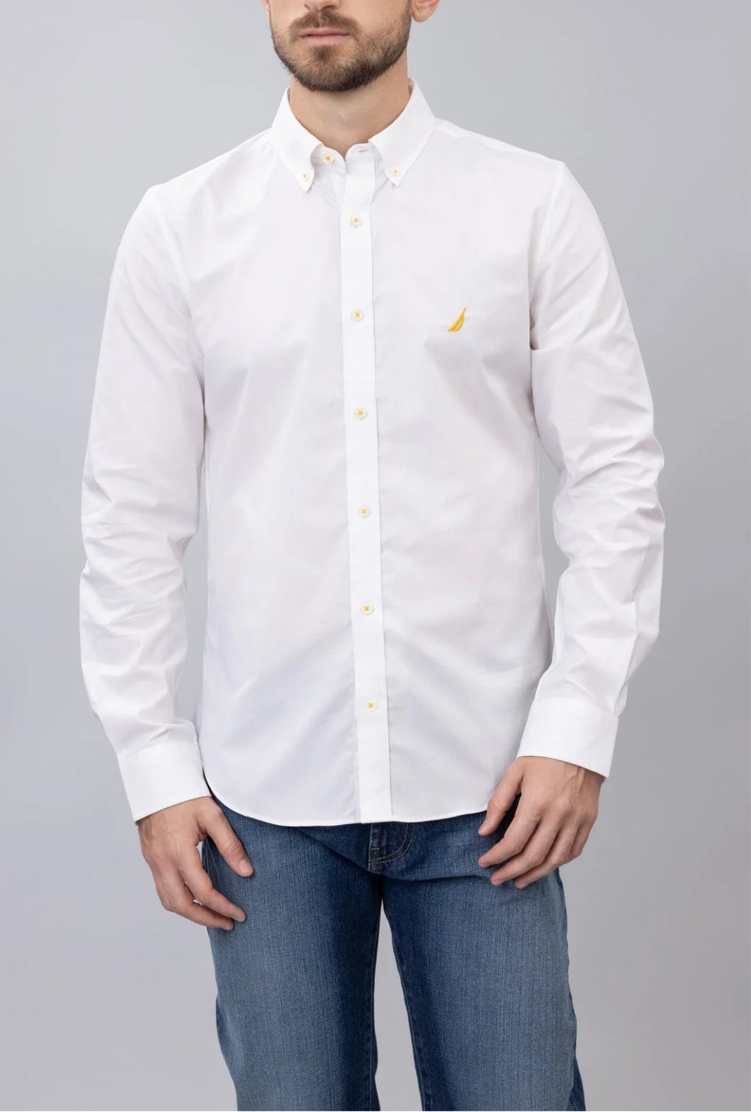Camisa de botones Nautica ⚓️ color Blanco Talla XL Entalle Regular