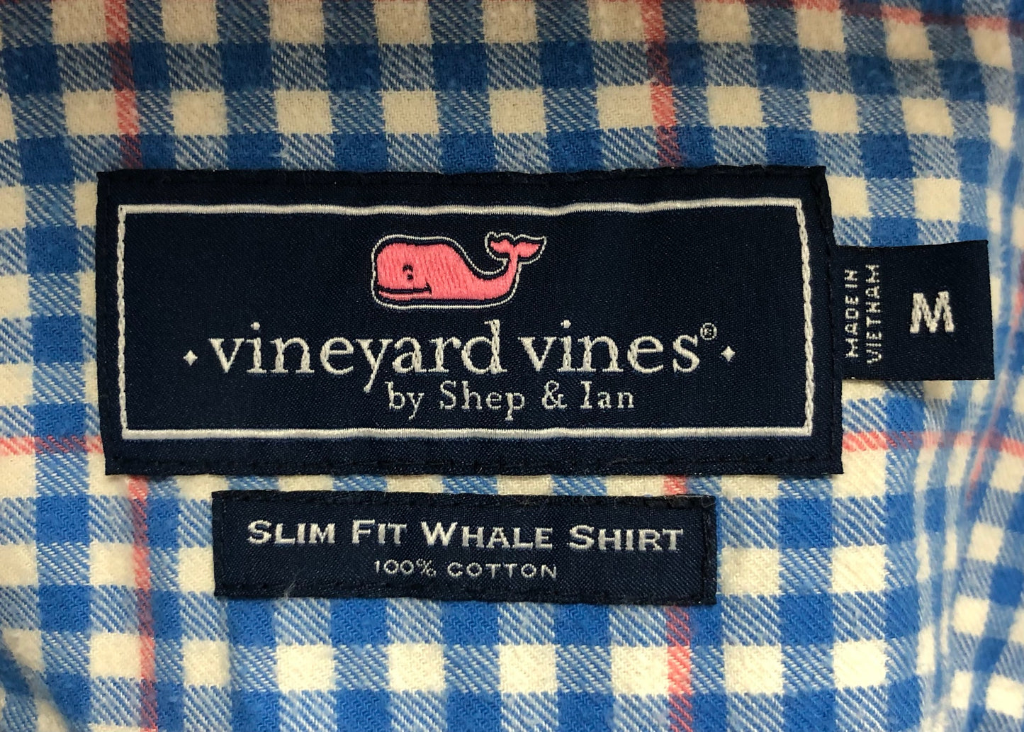 Camisa de botones Vineyard Vines 🐳 de cuadros en color azul, rosado y blanco Talla M Entalle Slim Fit