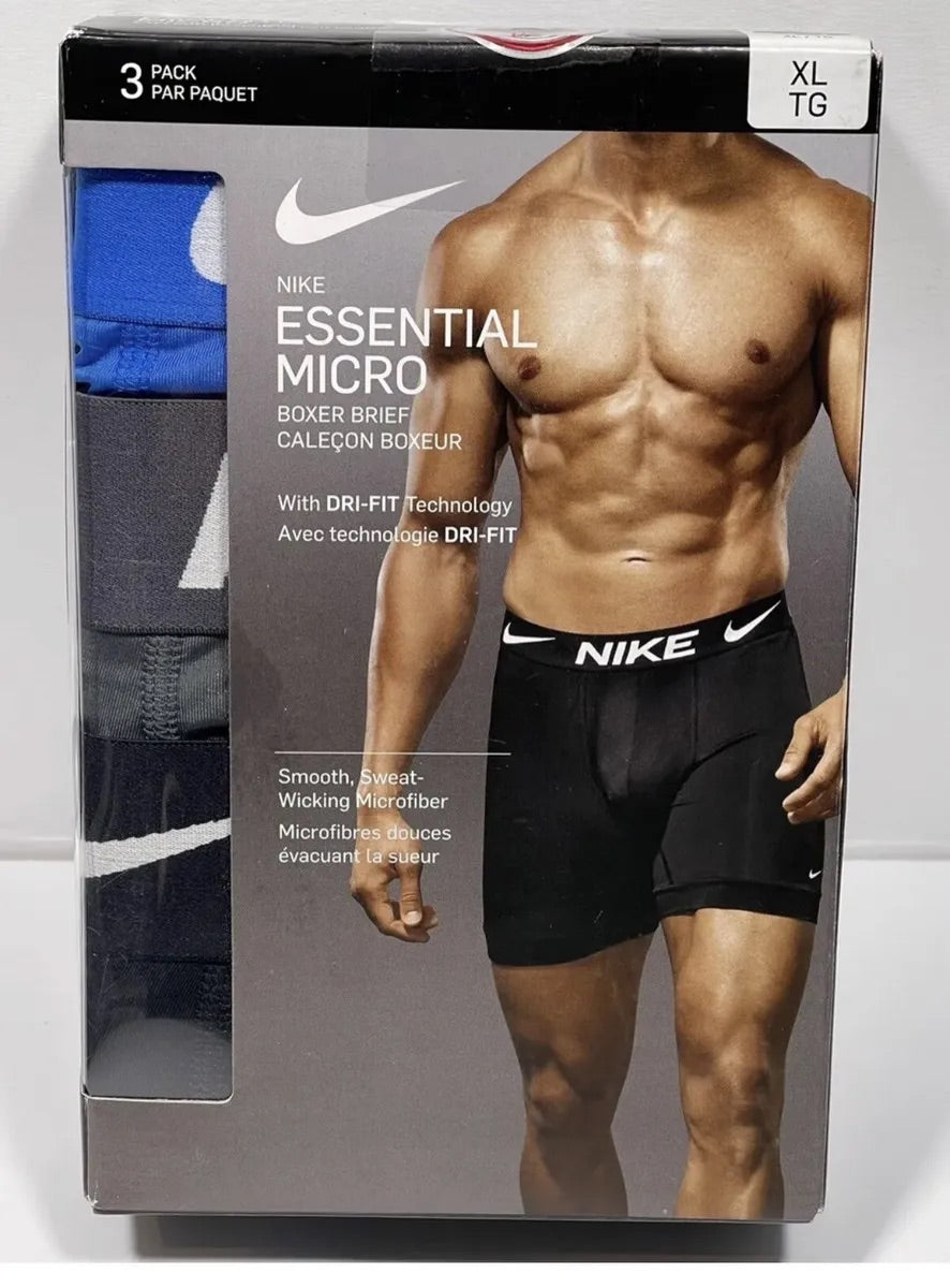 Paquete de 3 Calzoncillos tipo Boxer Nike Essential Micro - Tela dry-fit en Talla S y M