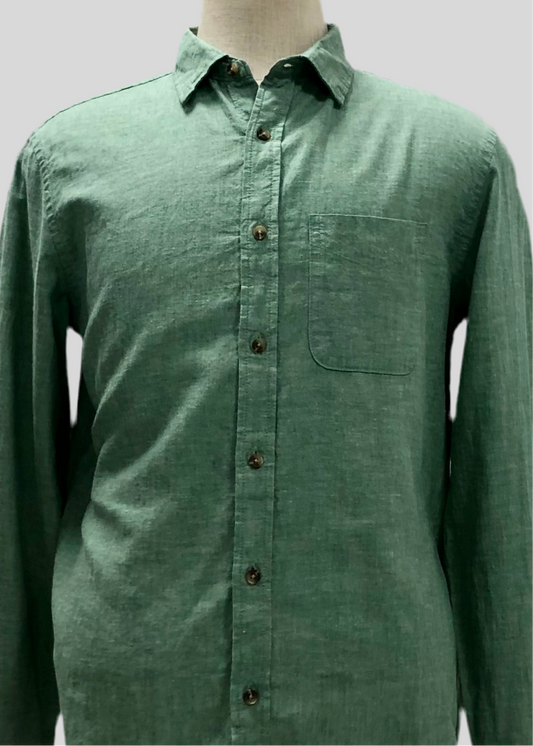 Camisa de botones Old Navy De lino en color verde oliva Talla M Entalle Regular