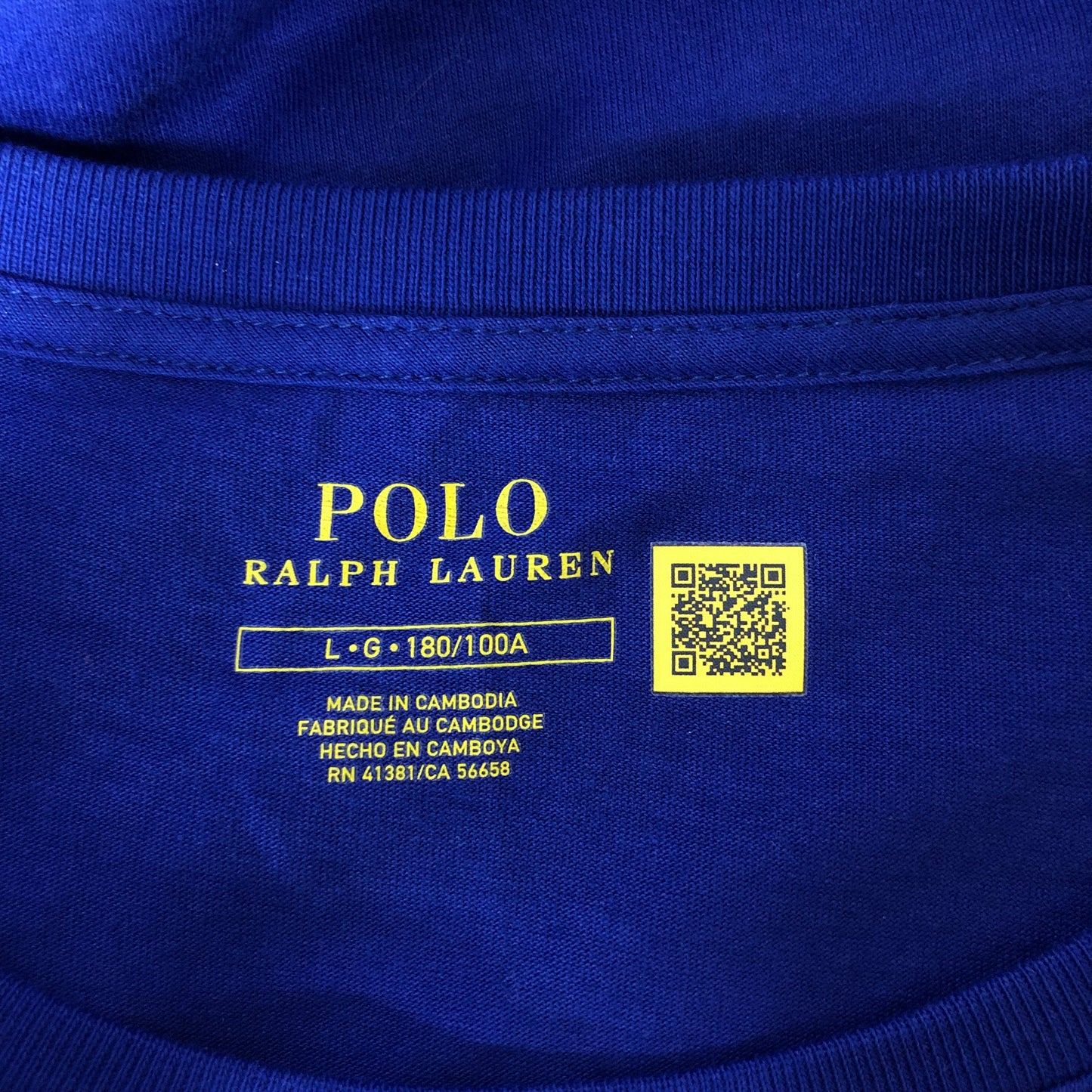 Camiseta cuello Redondo Polo Ralph Lauren 🏇🏼 color azul intenso manga corta Talla Large Entalle Regular