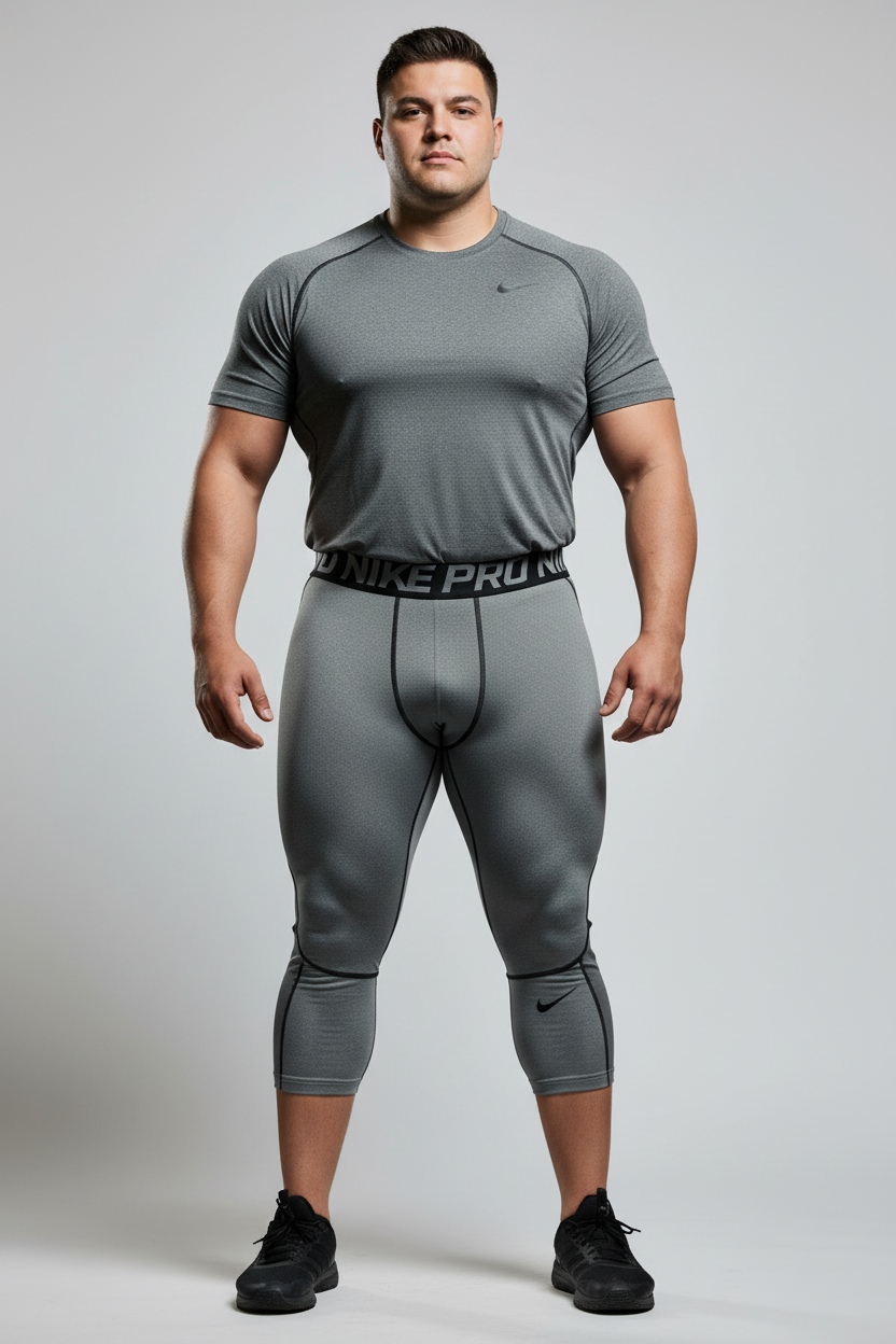 Malla de entrenamiento licra Nike ✔️ Pro Dri-FIT de 3/4 de largo para hombre en Color gris y cintura en negro Talla L