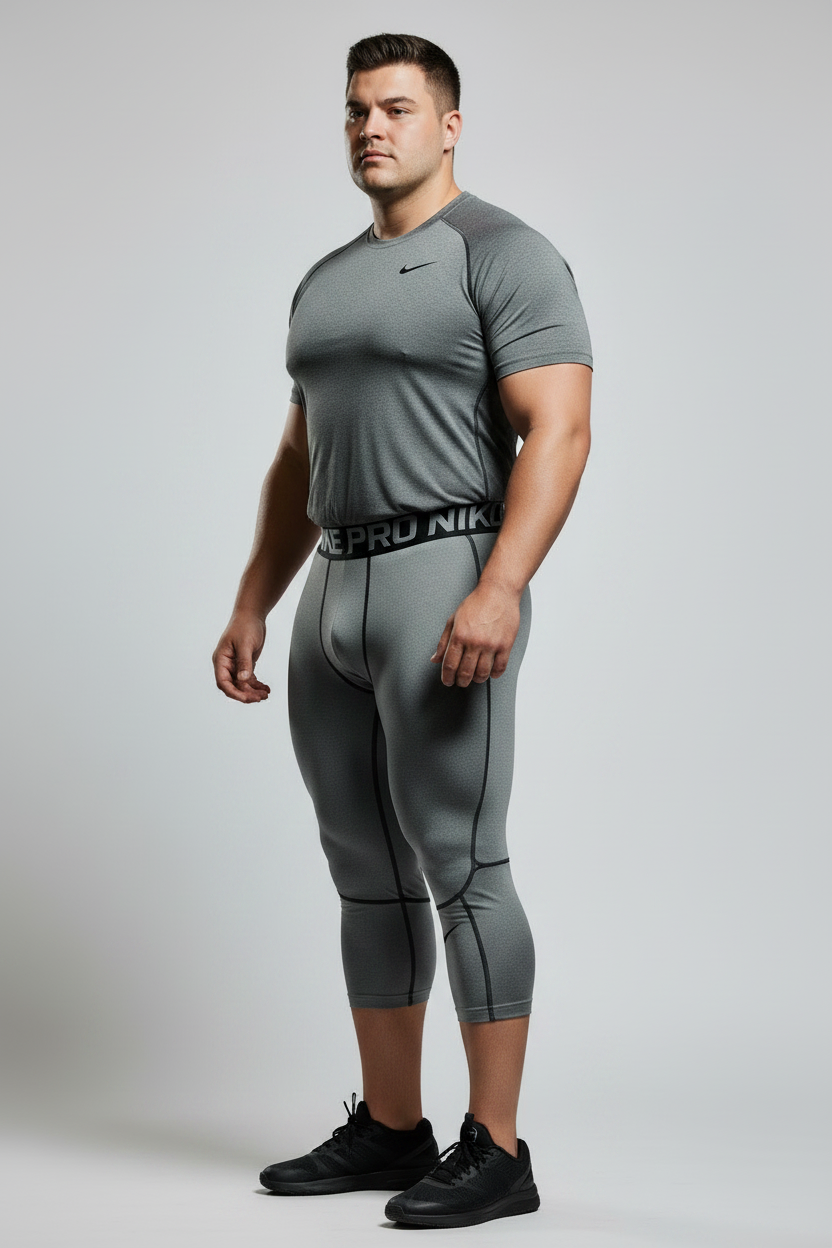 Malla de entrenamiento licra Nike ✔️ Pro Dri-FIT de 3/4 de largo para hombre en Color gris y cintura en negro Talla L