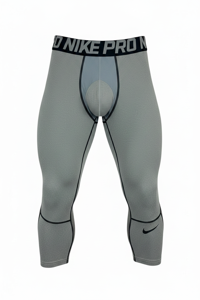 Malla de entrenamiento licra Nike ✔️ Pro Dri-FIT de 3/4 de largo para hombre en Color gris y cintura en negro Talla L