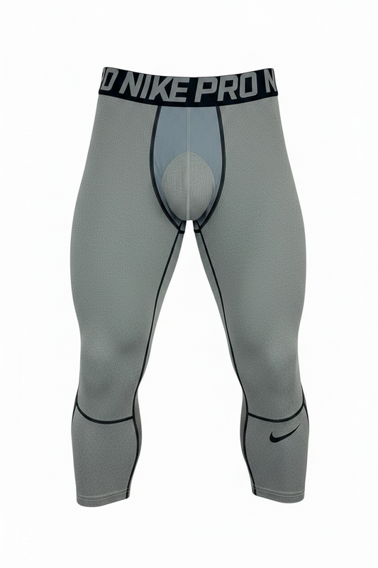 Malla de entrenamiento licra Nike ✔️ Pro Dri-FIT de 3/4 de largo para hombre en Color gris y cintura en negro Talla L