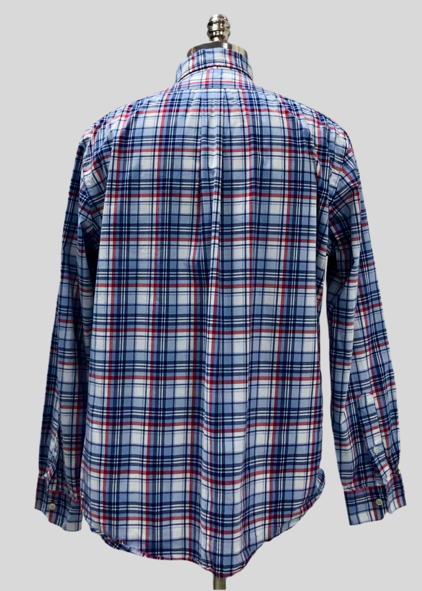 Camisa de botones Polo Ralph Lauren 🏇🏼 color blanco con patron de cuadros rojo y azul Talla L Entalle Regular