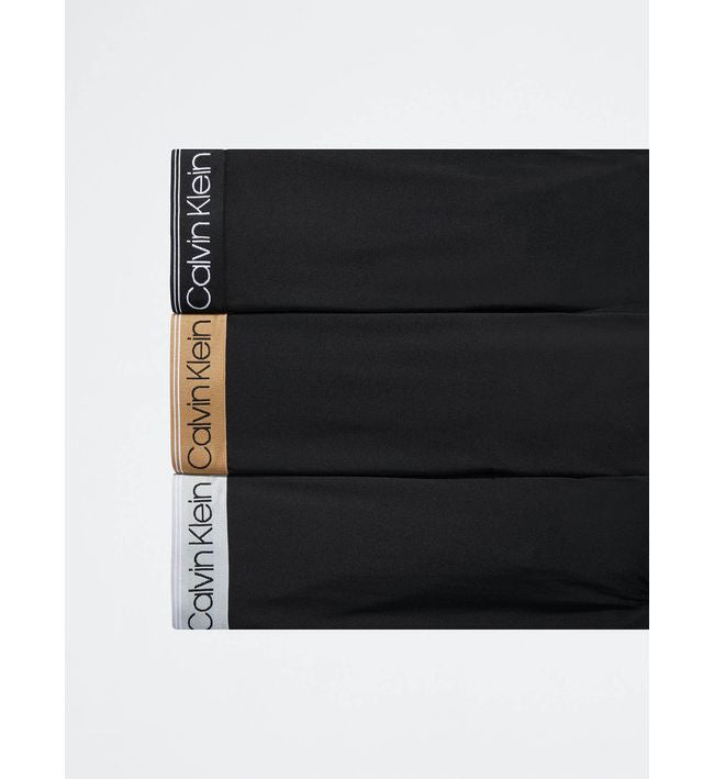 Paquete de 3 Calzoncillos tipo Boxer Calvin Klein de Microfibra Stretch en negro con cintura en dorado, blanco y negro - Tela ligera en Talla XL