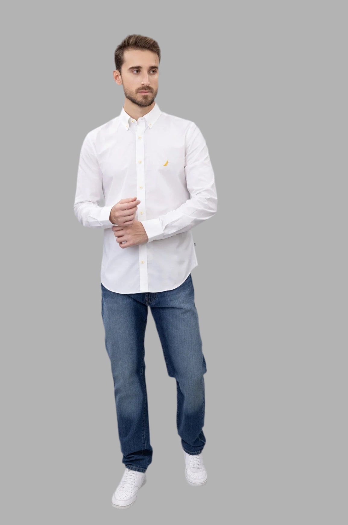 Camisa de botones Nautica ⚓️ color Blanco Talla XL Entalle Regular