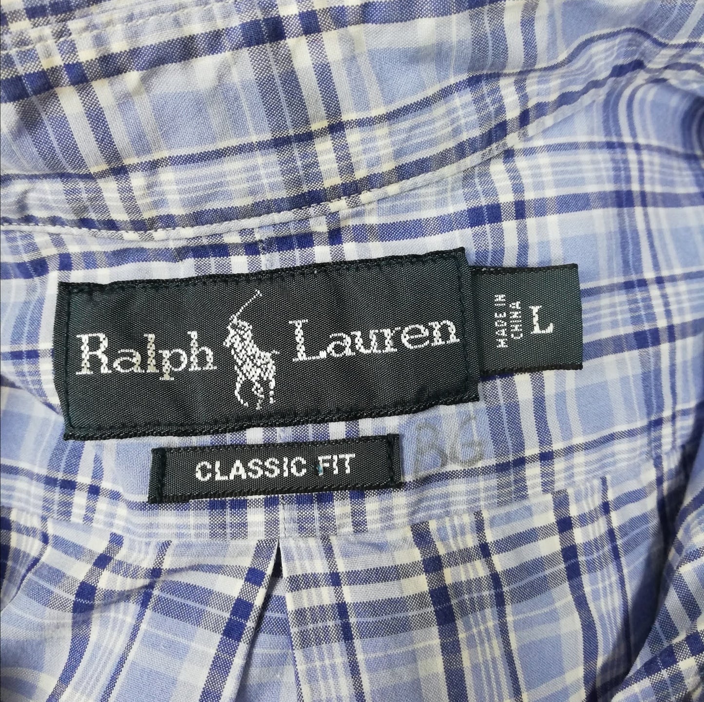 Camisa Polo Ralph Lauren 🏇🏼 con patrón de cuadros azul, celeste y blanco Talla L Entalle Clasico