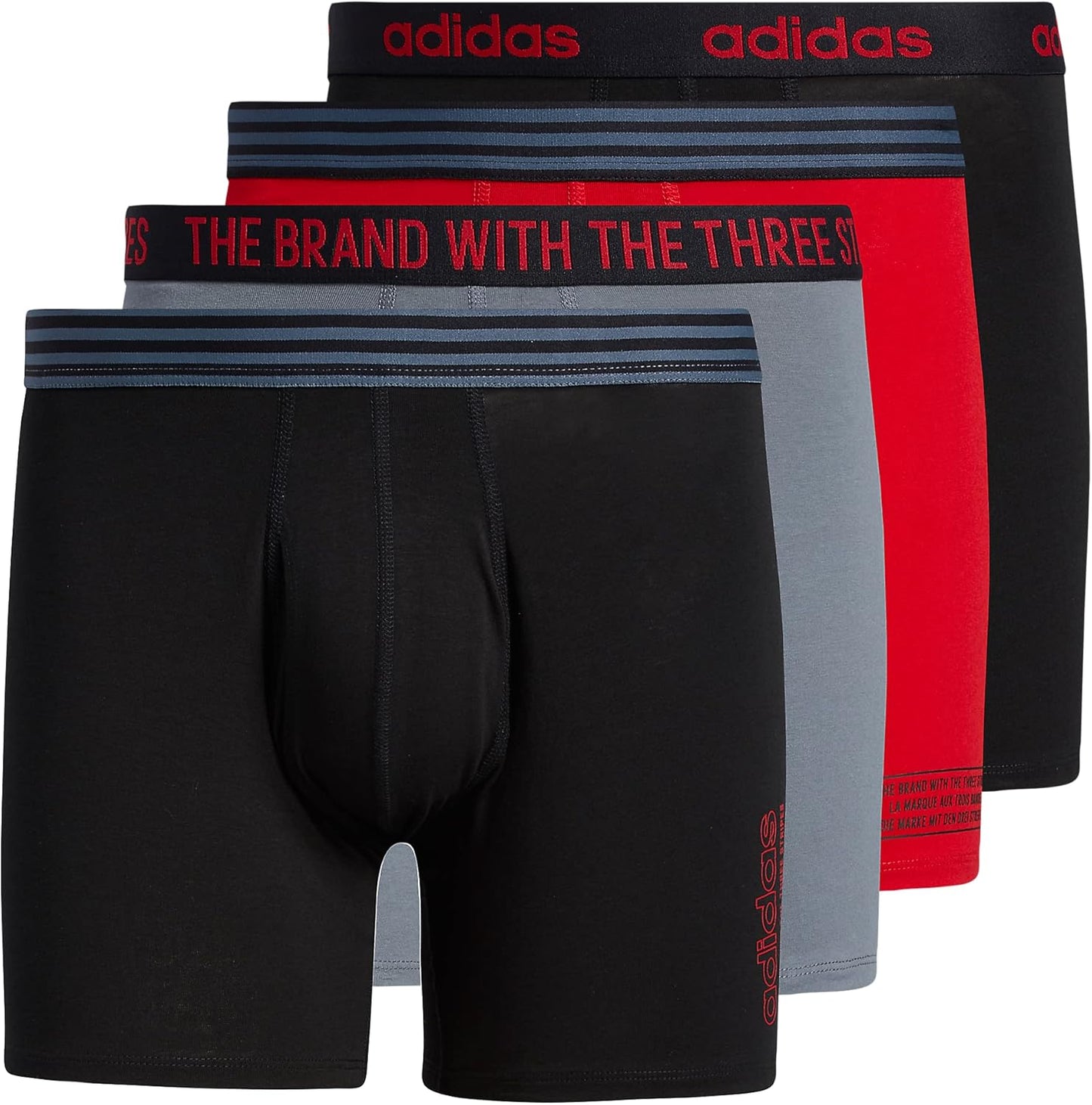 Boxers Briefs Adidas Tela Stretch Cotton color gris y rojo Talla L