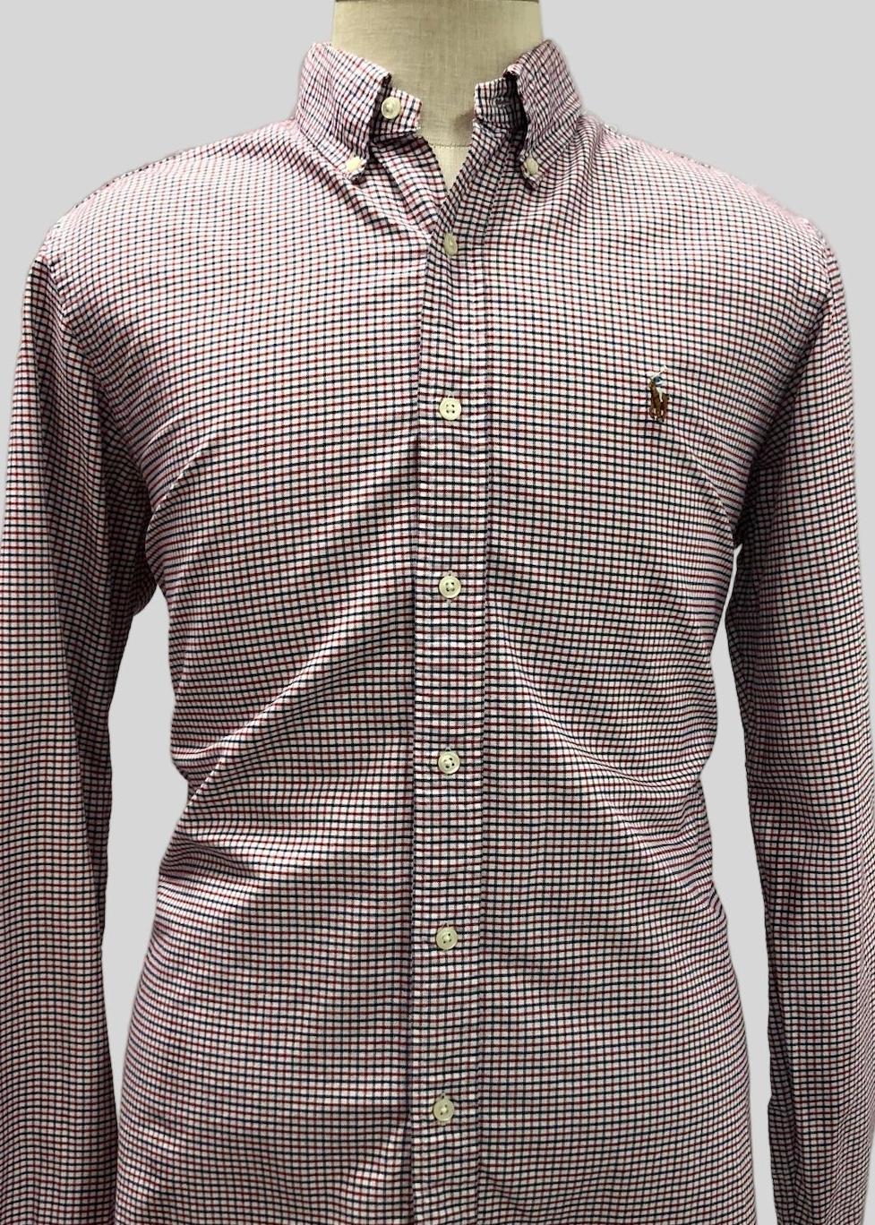 Camisa de botones Polo Ralph Lauren 🏇🏼 Oxford de cuadros rojo, azul y blanco Talla L Entalle Regular