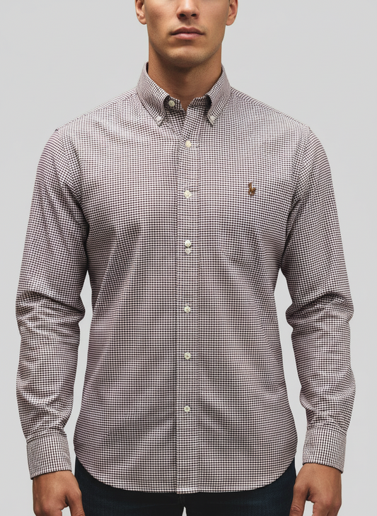 Camisa de botones Polo Ralph Lauren 🏇🏼 Oxford de cuadros rojo, azul y blanco Talla L Entalle Regular