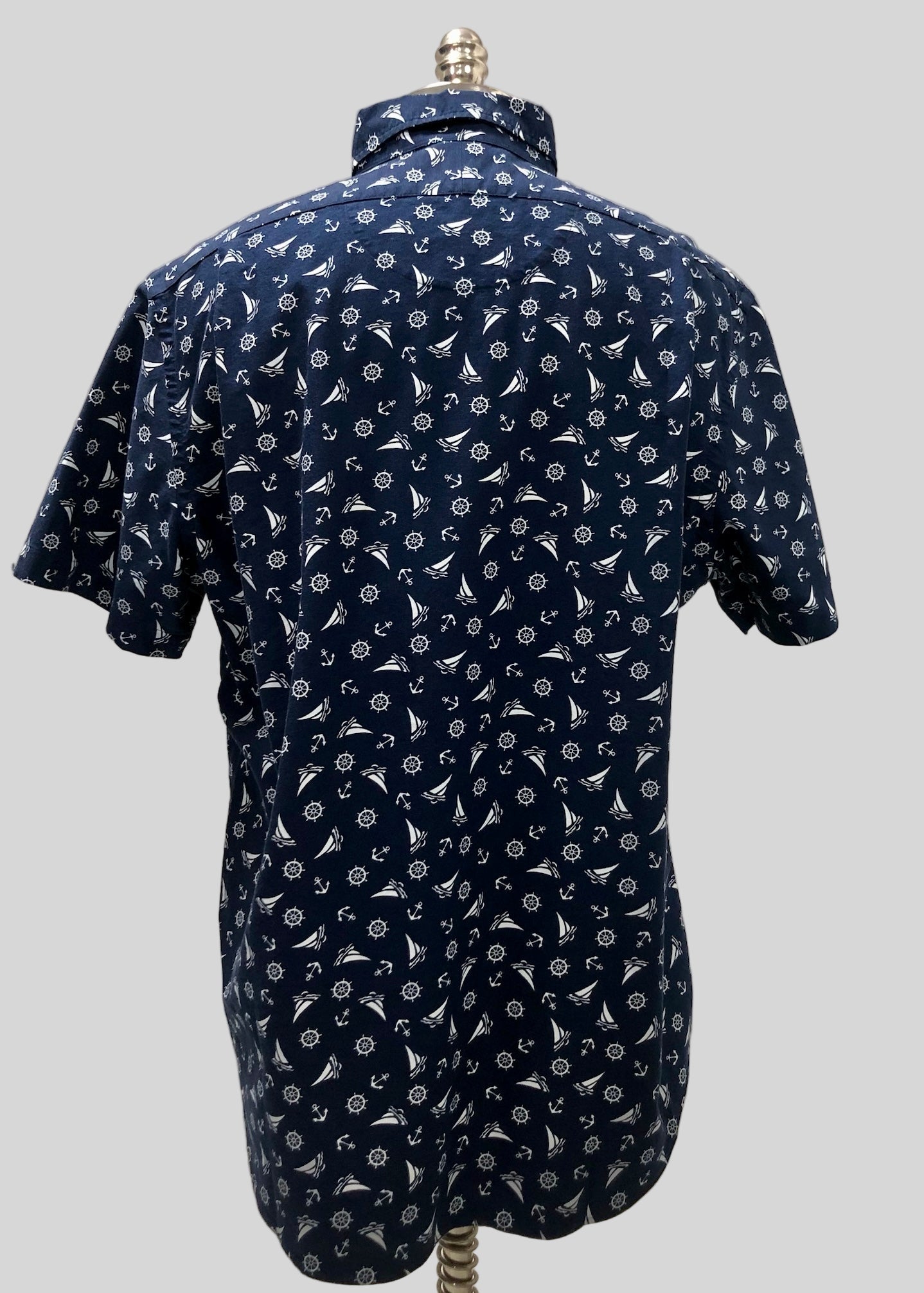 Camisa de botones Polo Ralph Lauren 🏇🏼 Oxford color azul navy con diseño de náutico en blanco Talla XL Entalle Clásico