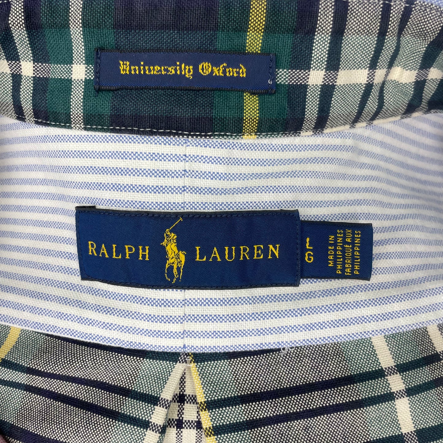 Camisa Polo Ralph Lauren 🏇🏼 Modelo University Oxford de rayas y cuadros multicolor Talla L Entalle Regular