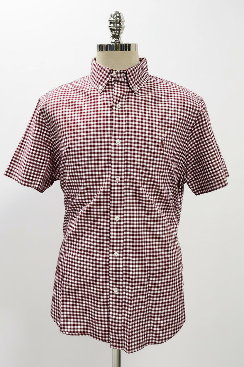 Camisa Polo Ralph Lauren 🏇🏼 Oxford de cuadros gingham en color rojo y blanco Talla XL Entalle Clásico