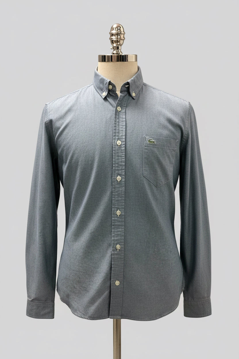 Camisa de botones Lacoste 🐊 Oxford color gris oscuro Talla L Entalle Regular