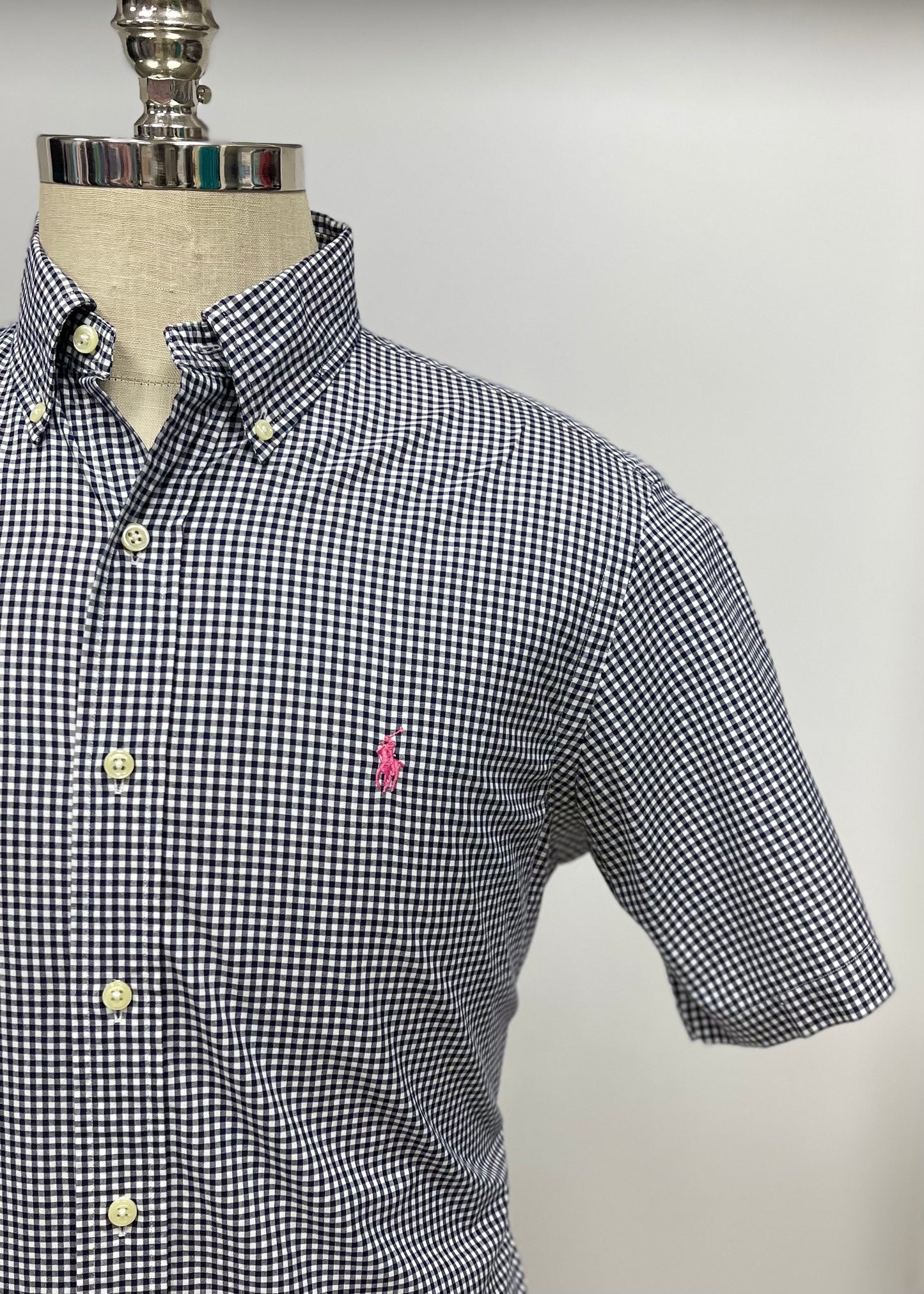 Camisa Polo Ralph Lauren 🏇🏼 con patron de cuadros gingham negro y blanco Talla M Entalle Regular