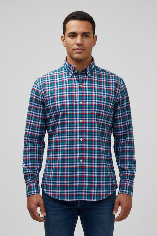 Camisa de botones Vineyard Vines 🐳 Performance de cuadros en color verde, azul, rojo y blanco Talla XL Entalle Regular