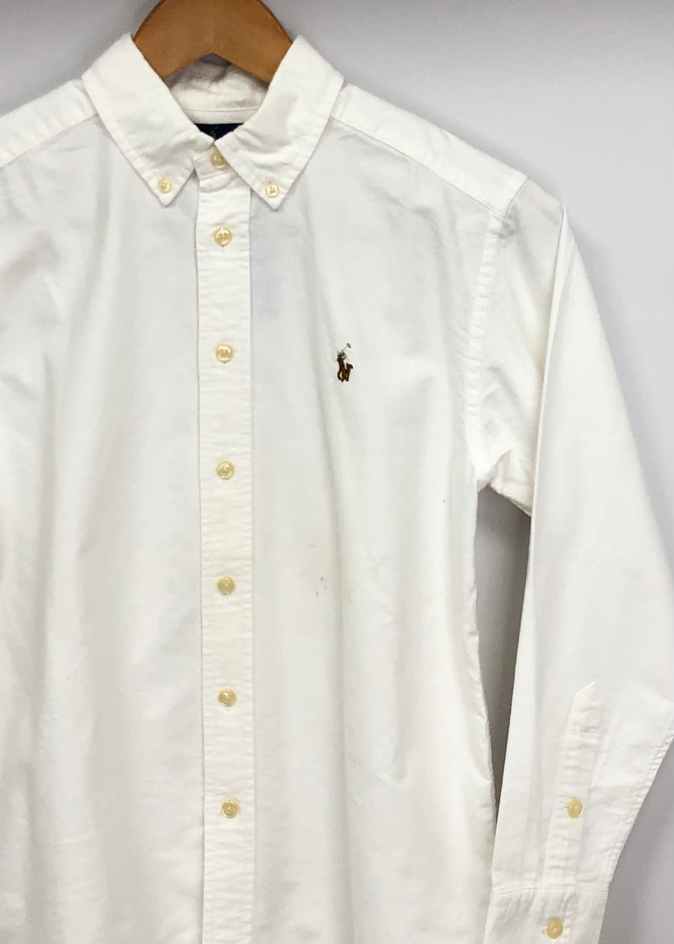 Camisa de niño Polo Ralph Lauren 🏇🏼 Oxford color blanco Talla S (10) y M (12) Entalle Regular